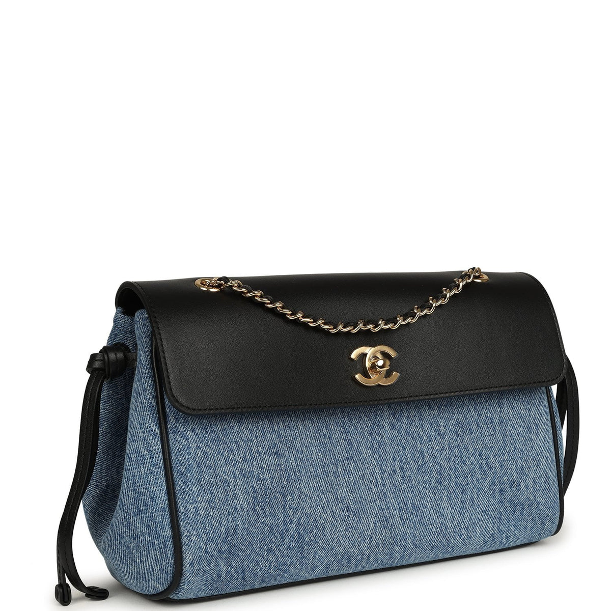 Chanel "Urban Essential" Flap Bag Blue Denim, Black Calfskin Gold Hardware