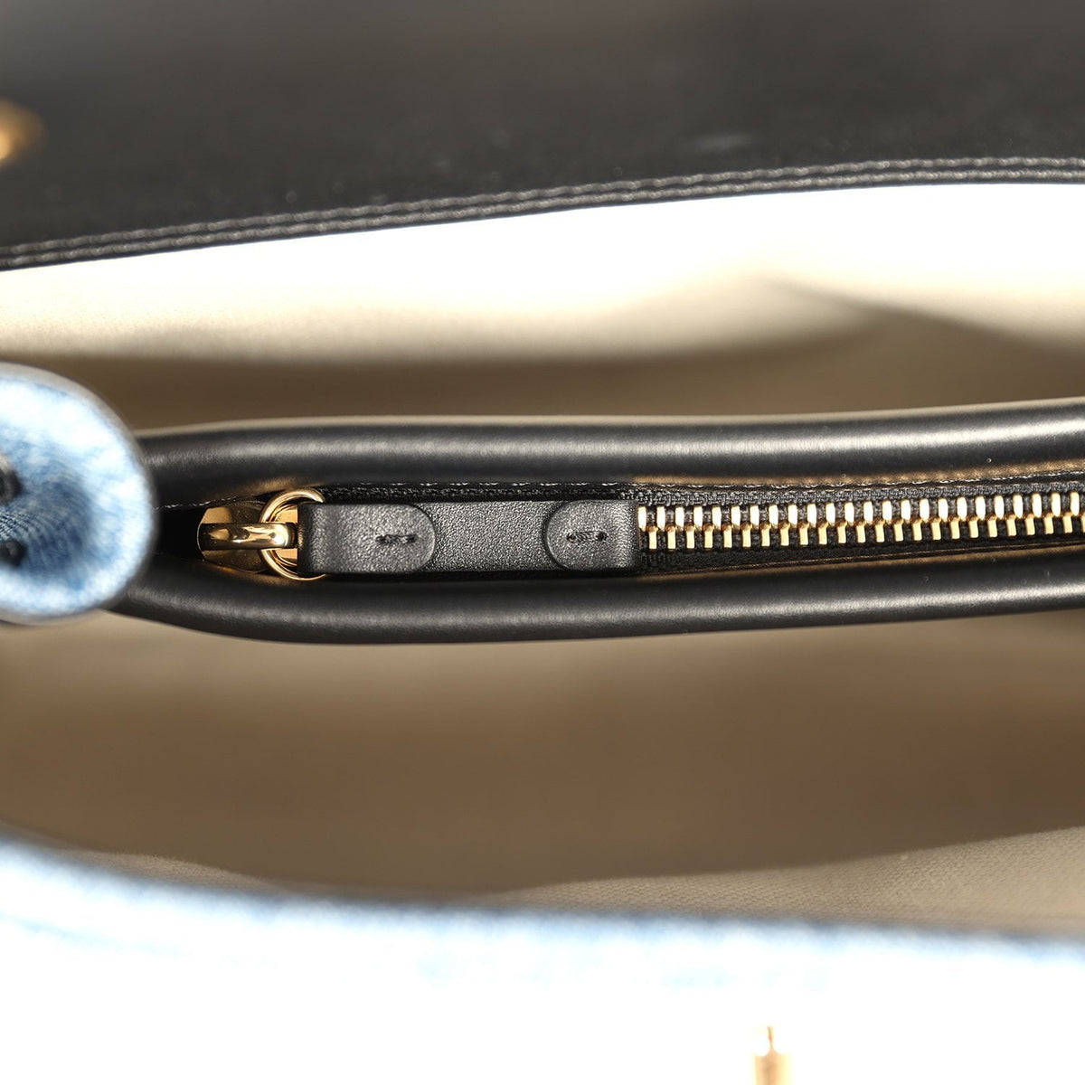 Chanel "Urban Essential" Flap Bag Blue Denim, Black Calfskin Gold Hardware