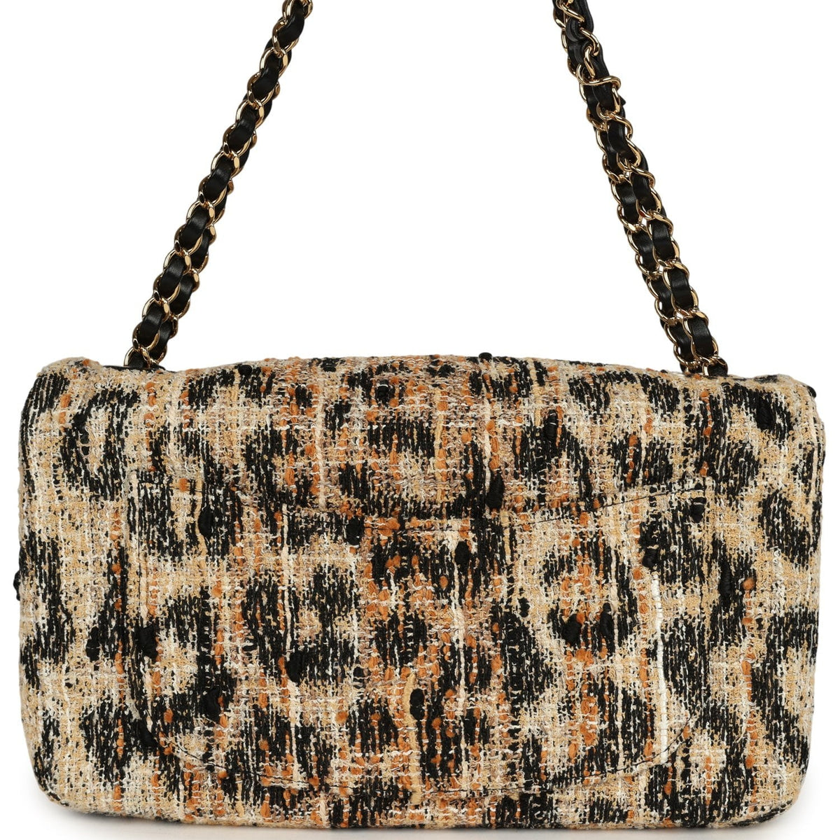 Chanel Maxi Leopard Print "Souplissimo" Small Flap Bag Brown, Black, White Tweed, Mixed Fibers Gold Hardware