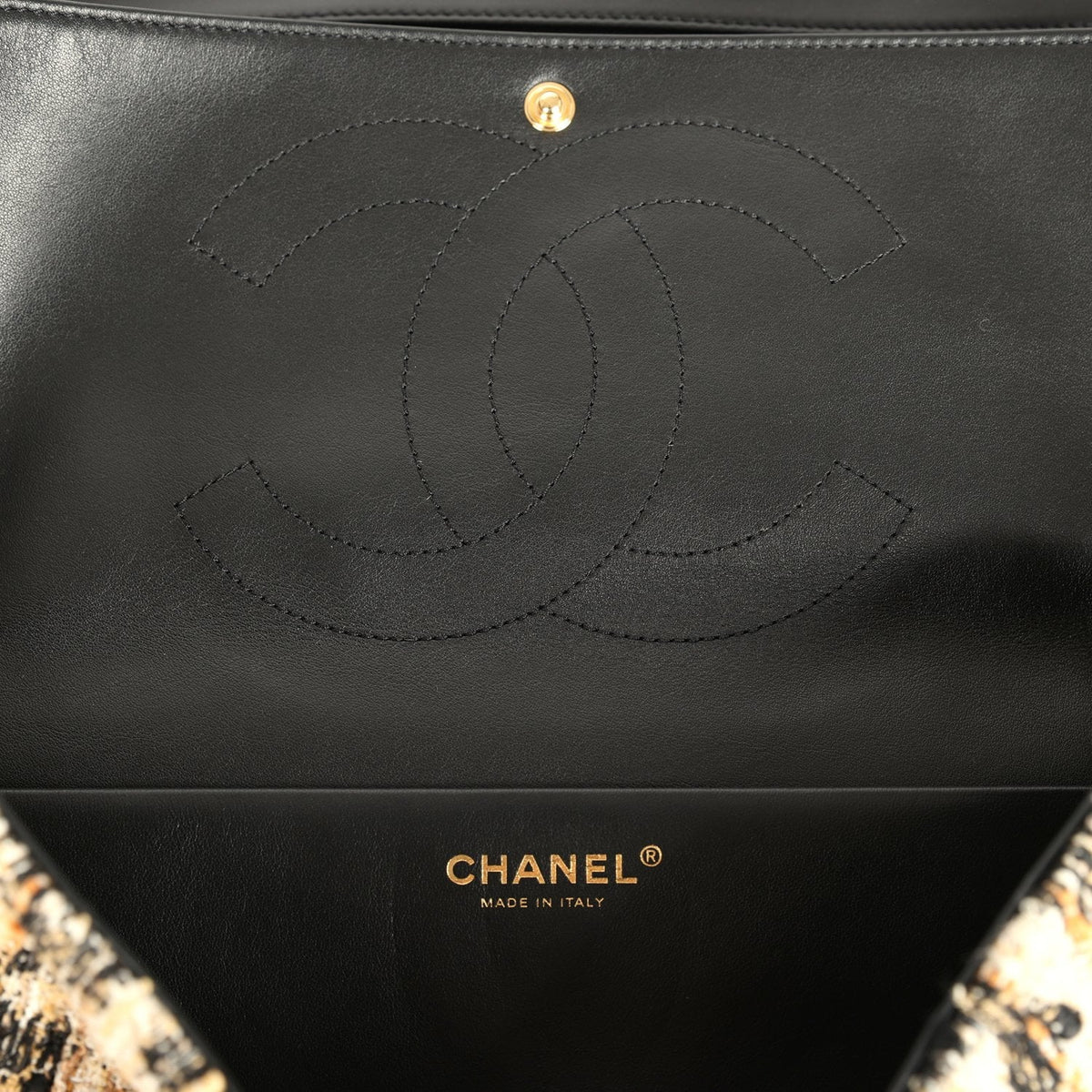 Chanel Maxi Leopard Print "Souplissimo" Small Flap Bag Brown, Black, White Tweed, Mixed Fibers Gold Hardware