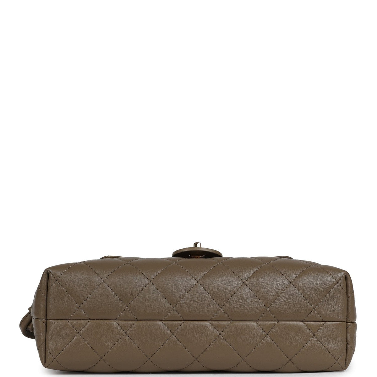 Chanel Drawstring Flap Bag with Leather Strap Dark Khaki Lambskin Gold Hardware