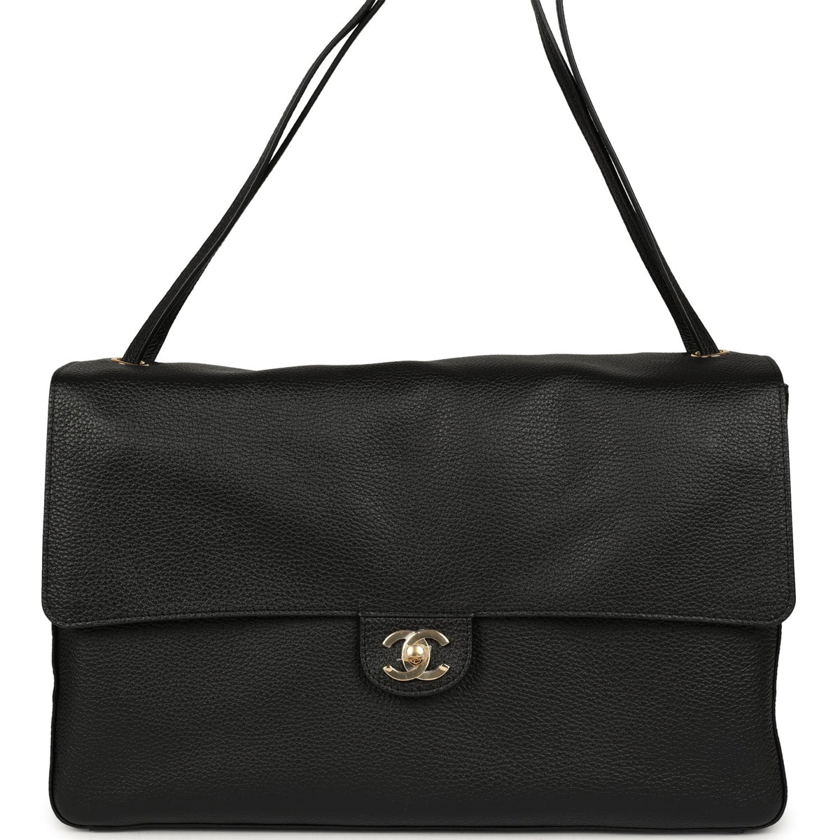 Chanel Maxi "Souplissimo" Large Flap Bag Black Grained Calfskin Gold Hardware