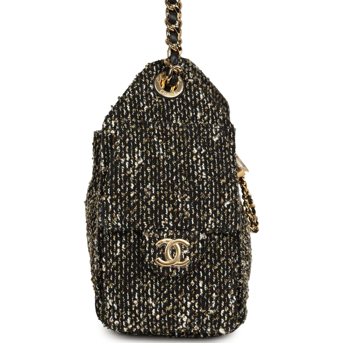 Chanel Mini 25 Hobo Bag Black, White, Gold Tweed Boucle Gold Hardware