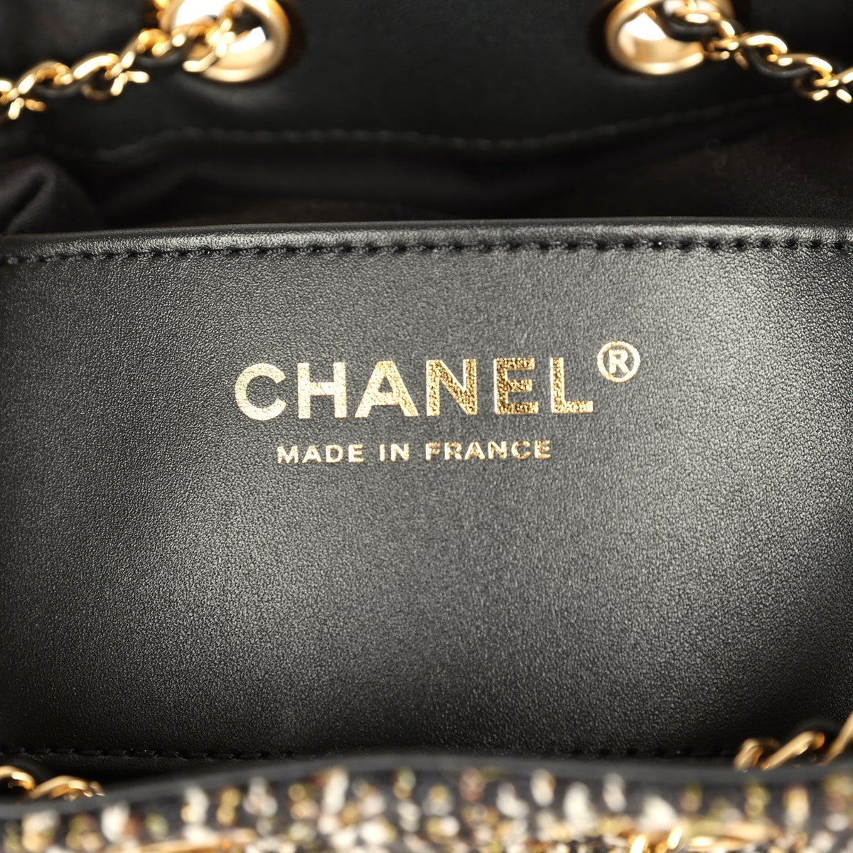 Chanel Mini 25 Hobo Bag Black, White, Gold Tweed Boucle Gold Hardware