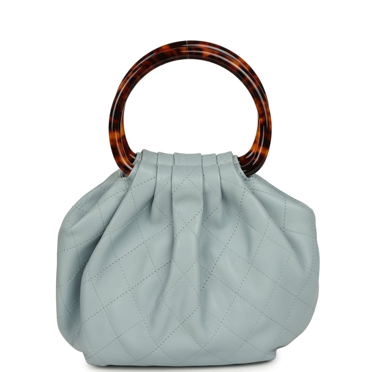 Chanel Small Pouch Light Blue Calfskin Tortoiseshell Hardware