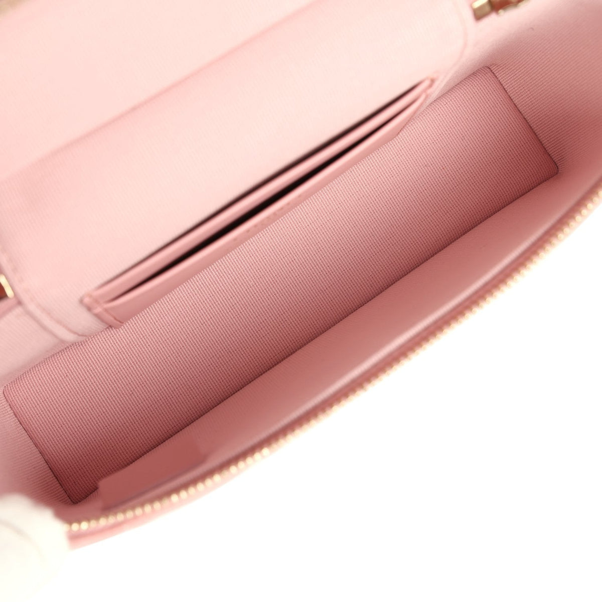 Chanel Top Handle Long Vanity Case with Chain Pink Caviar Light Gold Hardware