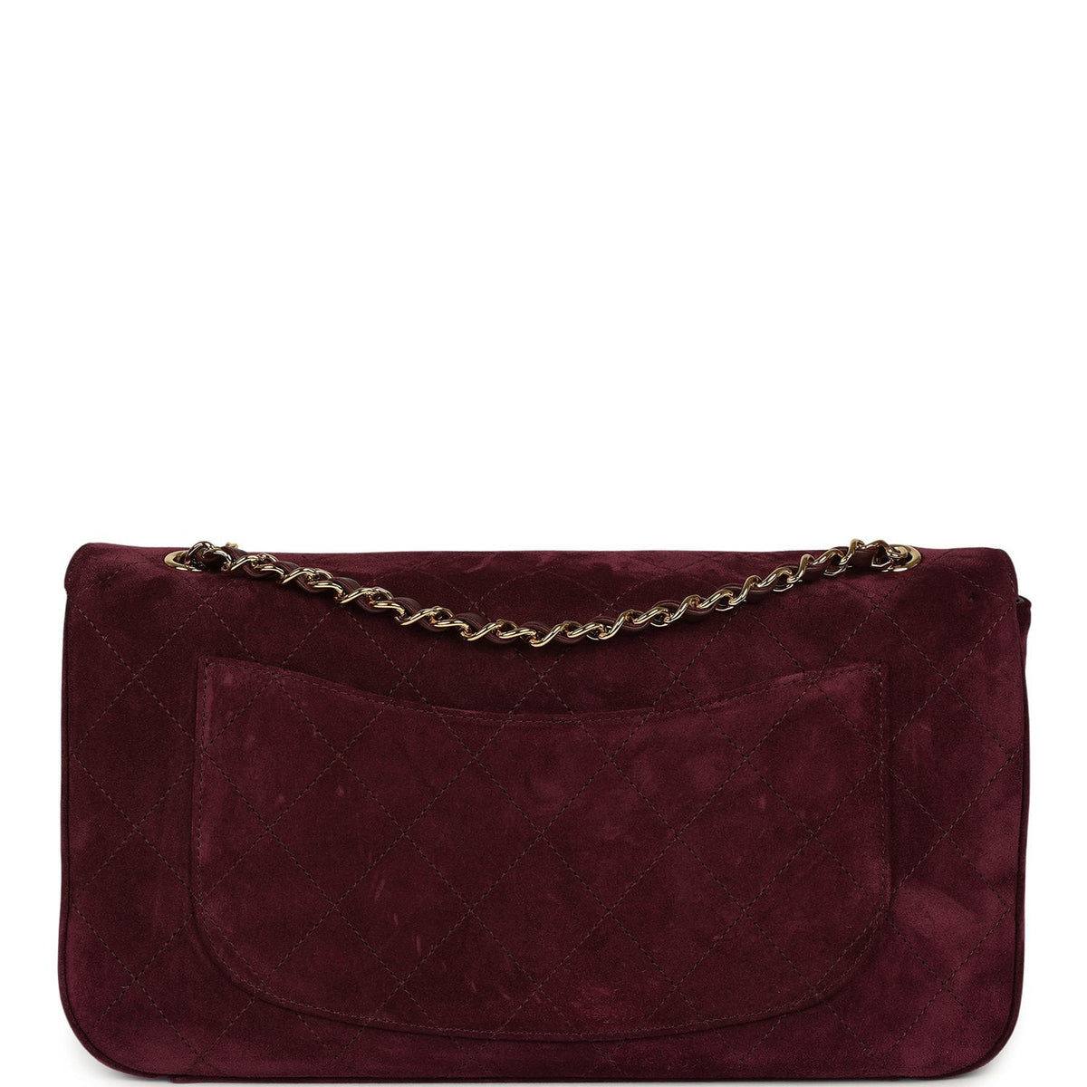 Chanel Maxi "Souplissimo" Small Flap Bag Burgundy Suede Gold Hardware