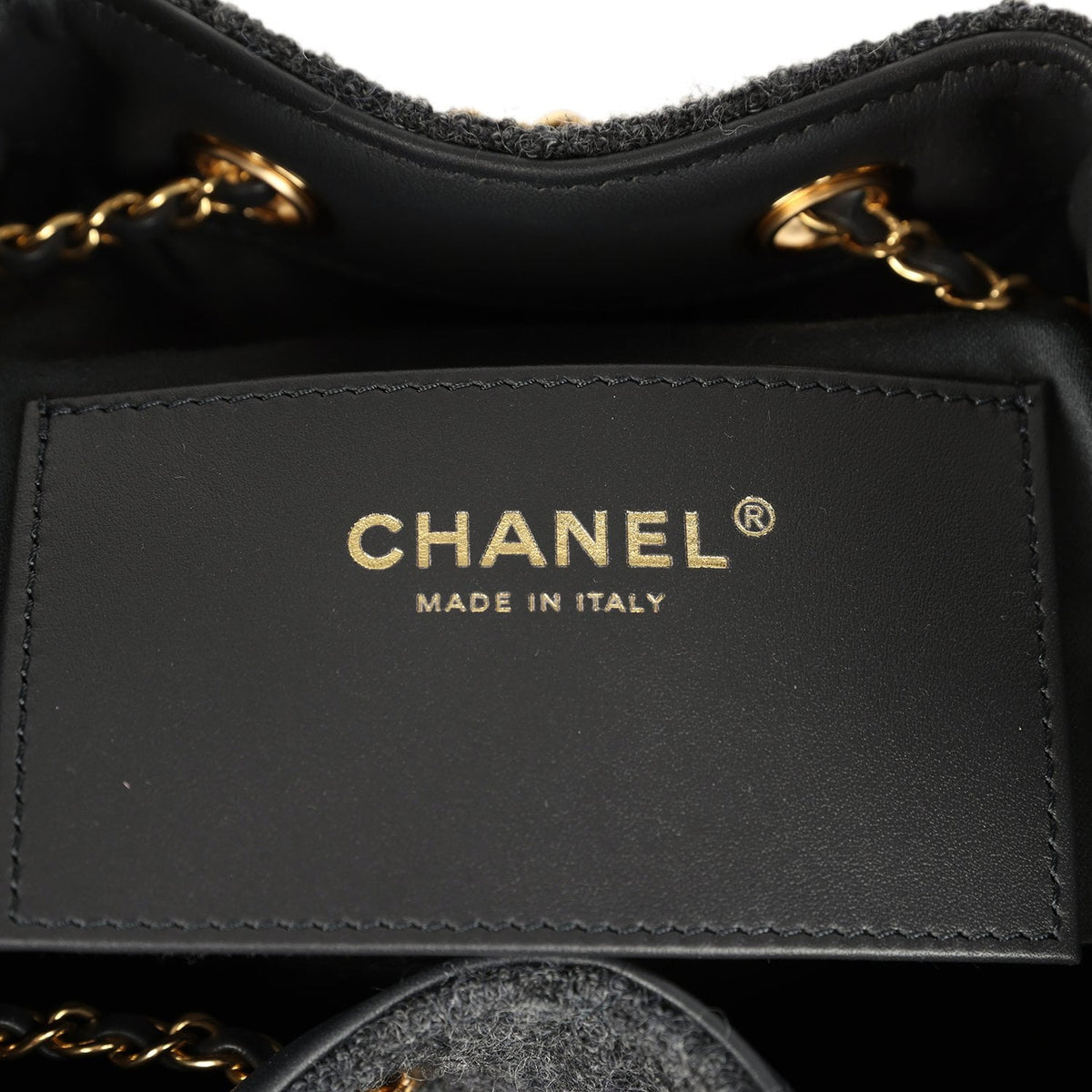 Chanel Small 25 Hobo Bag Dark Grey Wool Felt Gold Hardware