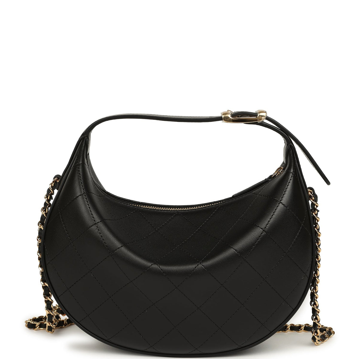 Chanel Top Handle Soft Hobo with Chain Black Lambskin Gold Hardware