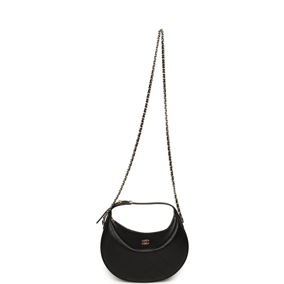 Chanel Top Handle Soft Hobo with Chain Black Lambskin Gold Hardware