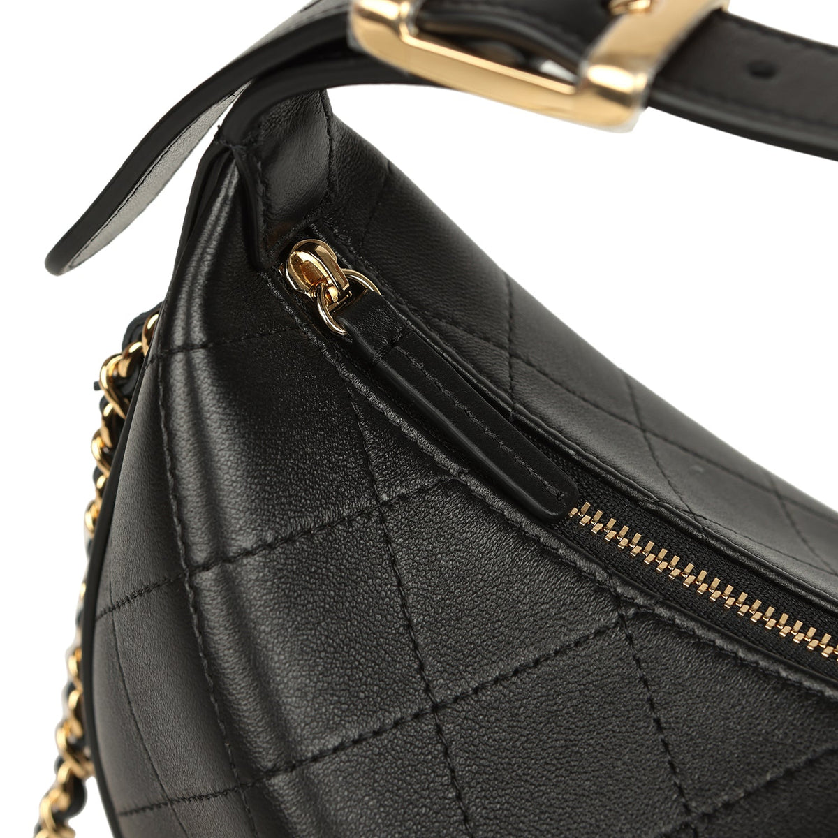Chanel Top Handle Soft Hobo with Chain Black Lambskin Gold Hardware