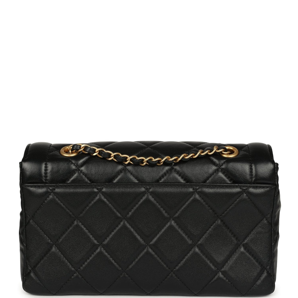 Chanel Medium Flap Bag Black Shiny Lambskin Antique Gold Hardware