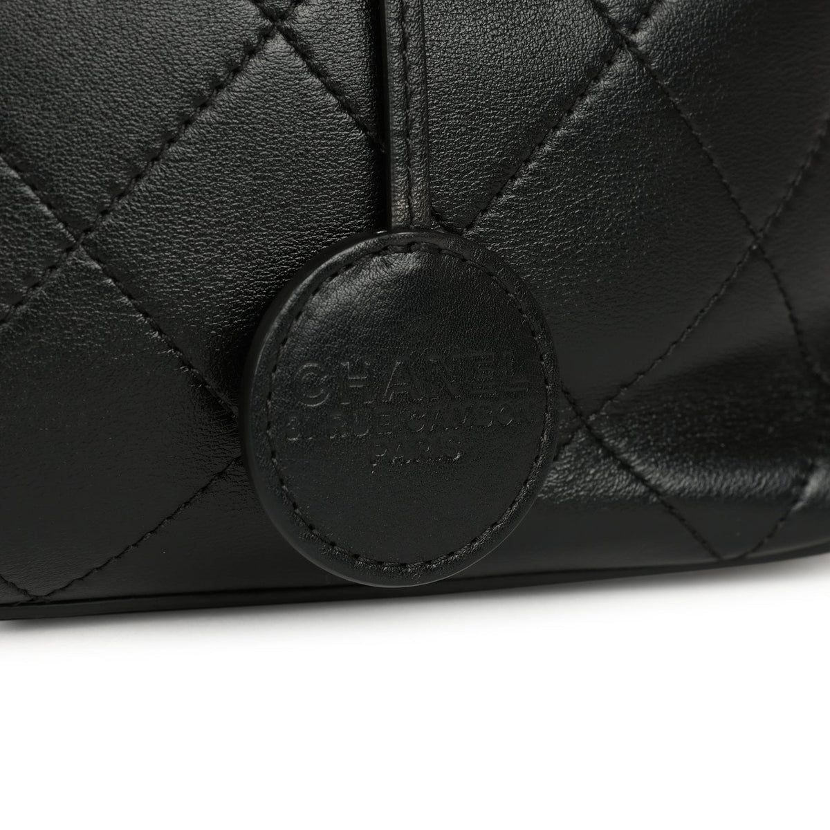Pre-owned Chanel Top Handle Bucket Bag Black Calfskin Gold Hardware
