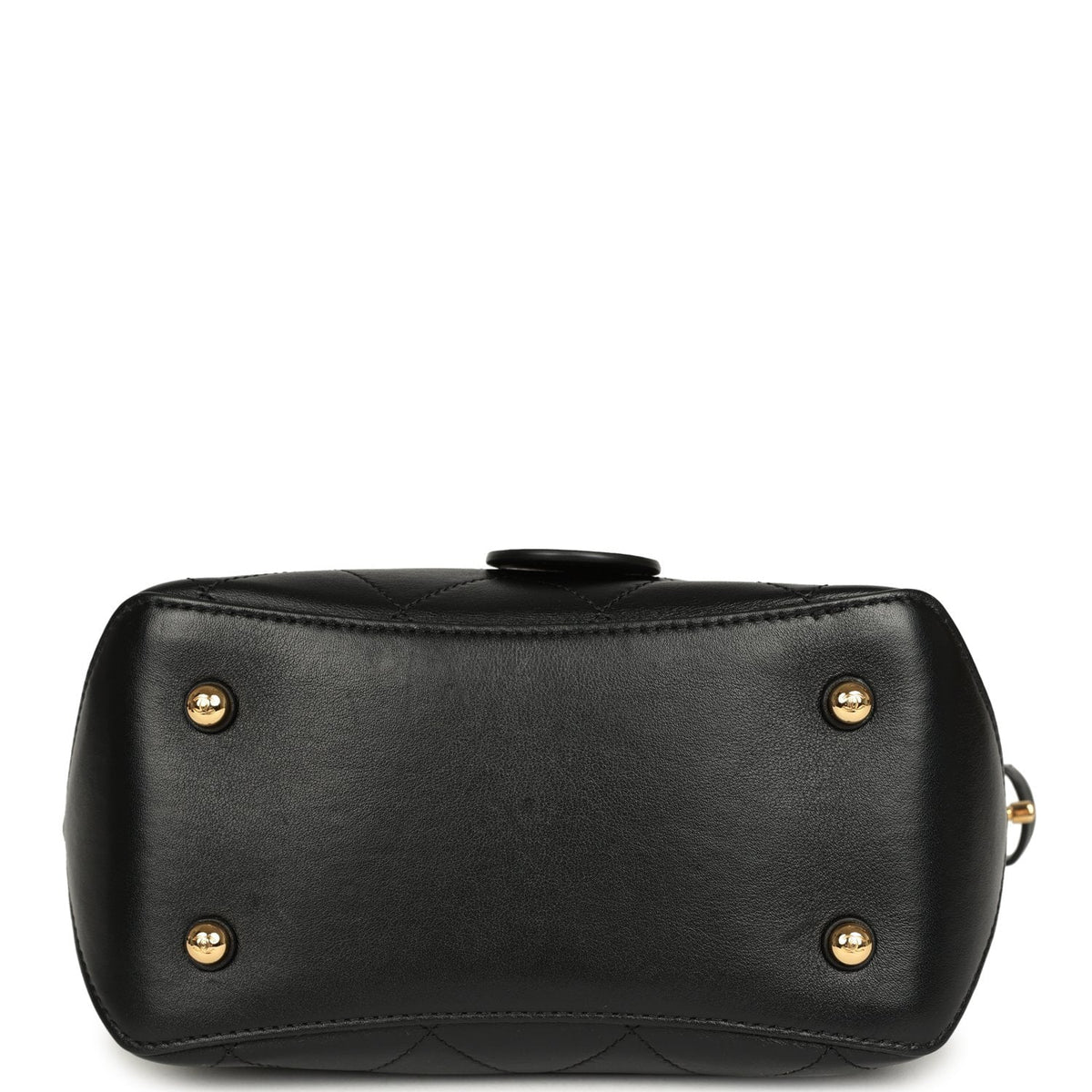 Pre-owned Chanel Top Handle Bucket Bag Black Calfskin Gold Hardware