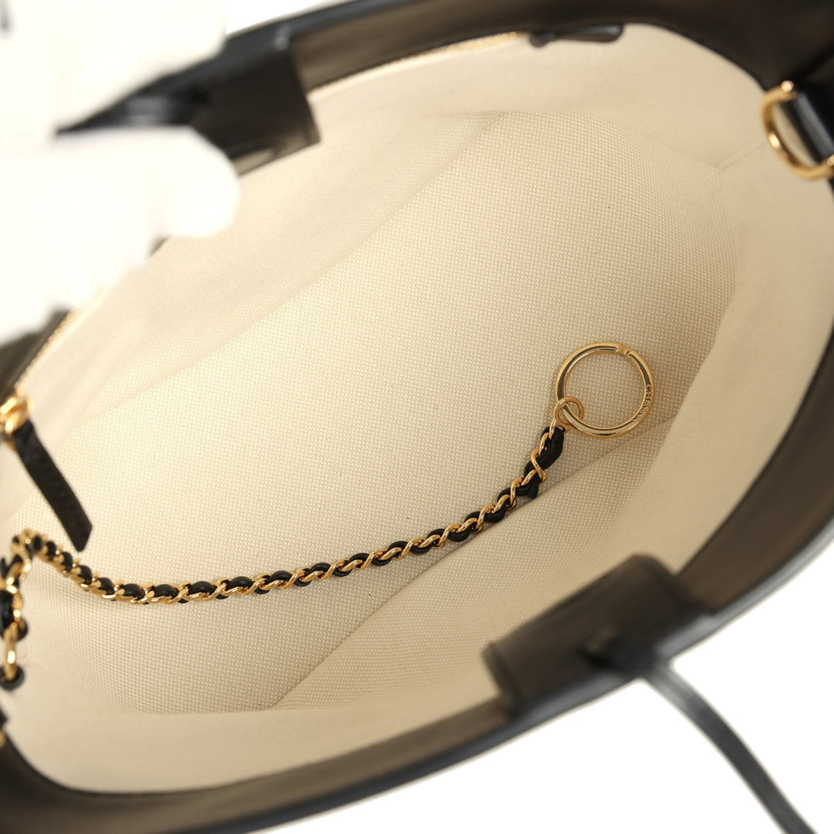 Pre-owned Chanel Top Handle Bucket Bag Black Calfskin Gold Hardware