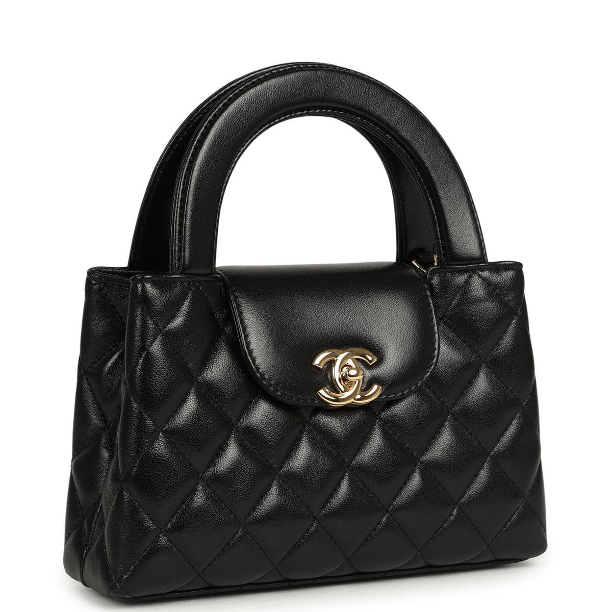Chanel Small Kelly Shopper Black Shiny Lambskin Gold Hardware