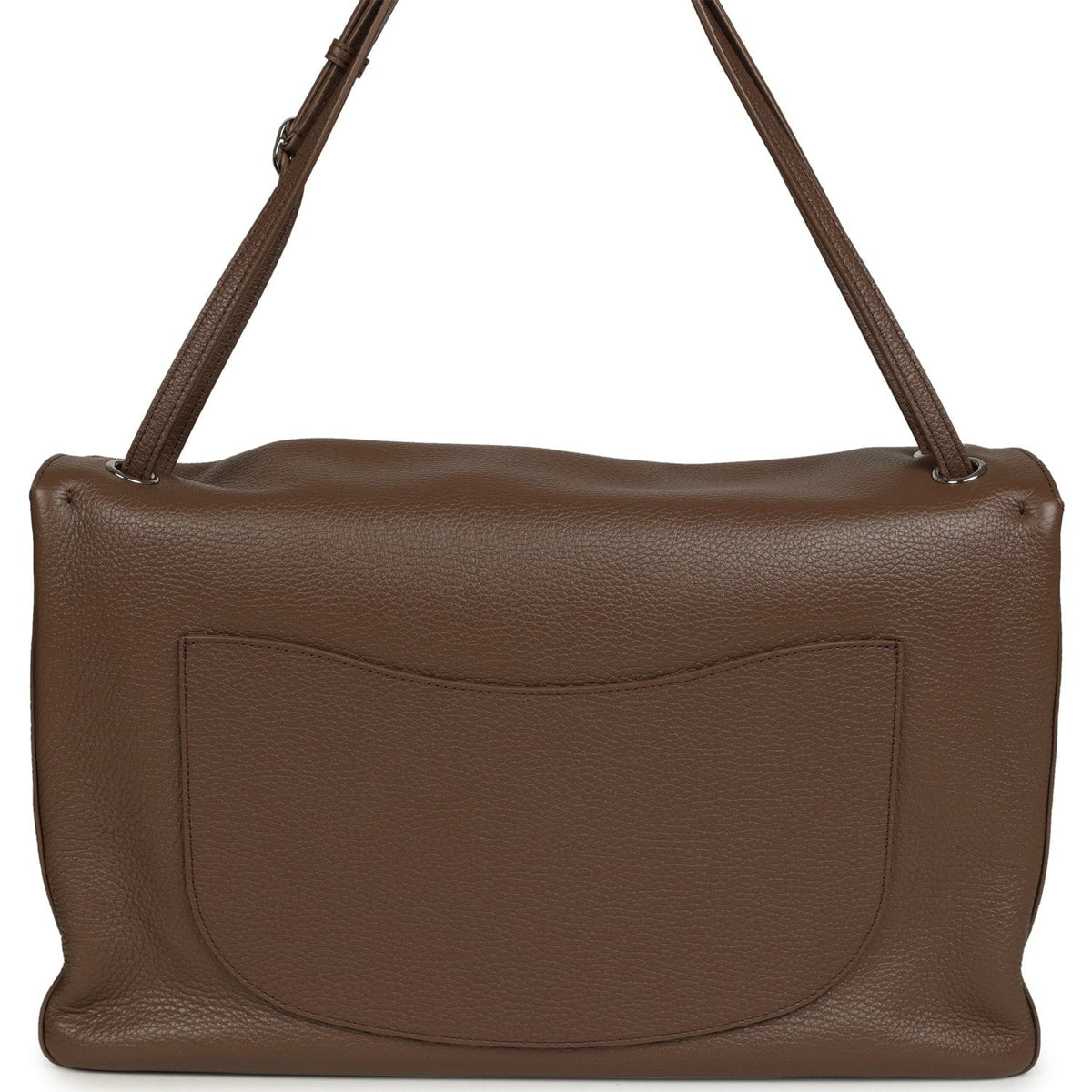 Chanel Maxi "Souplissimo" Large Flap Bag Light Brown Grained Calfskin Silver Hardware