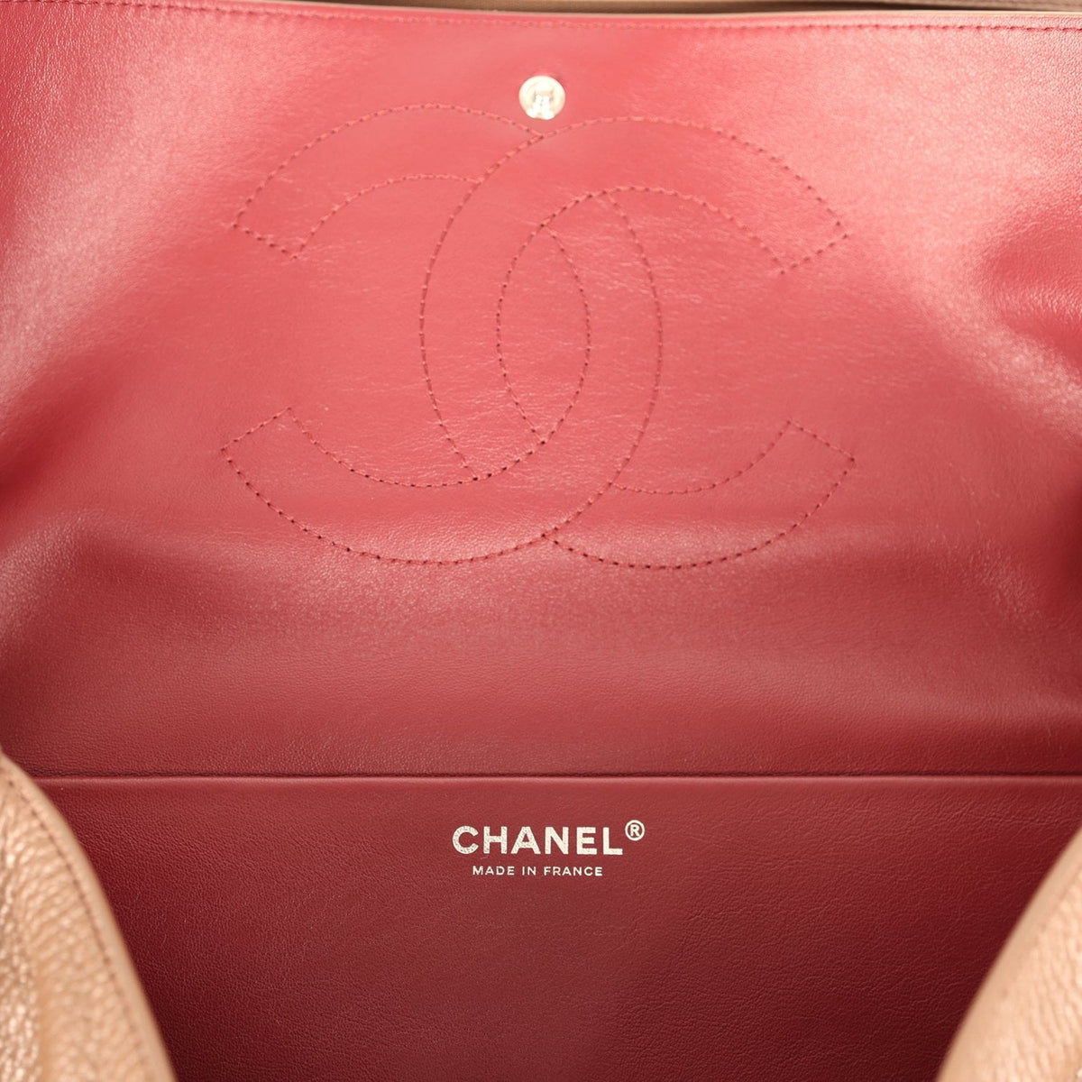 Chanel Maxi "Souplissimo" Large Flap Bag Light Brown Grained Calfskin Silver Hardware