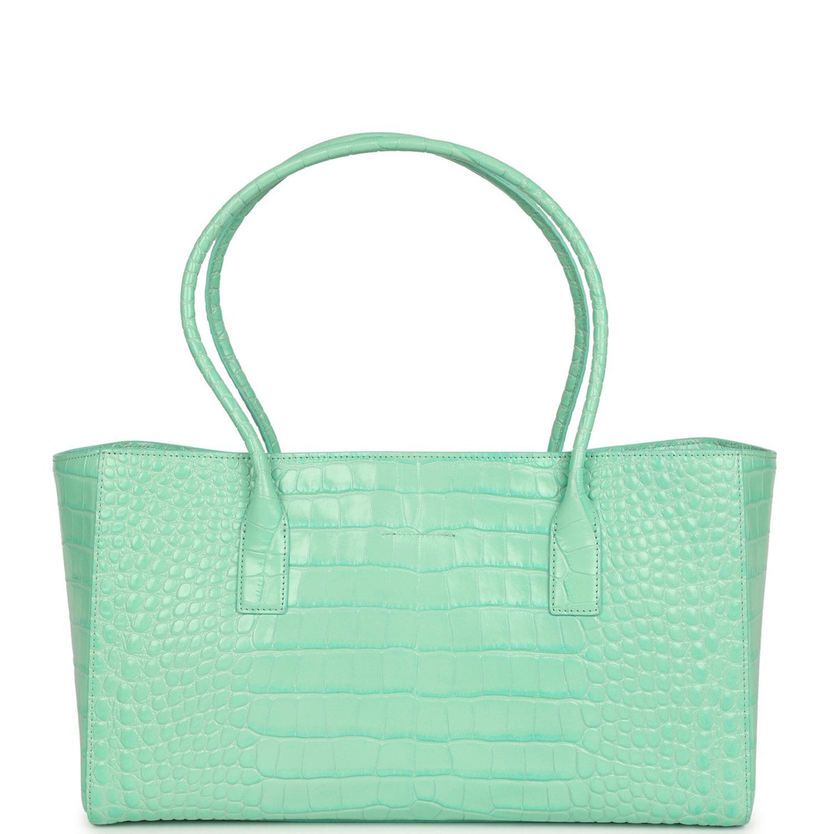 Chanel Small Cerf Shopping Bag Teal Croc Embossed Calfskin Gold Hardware