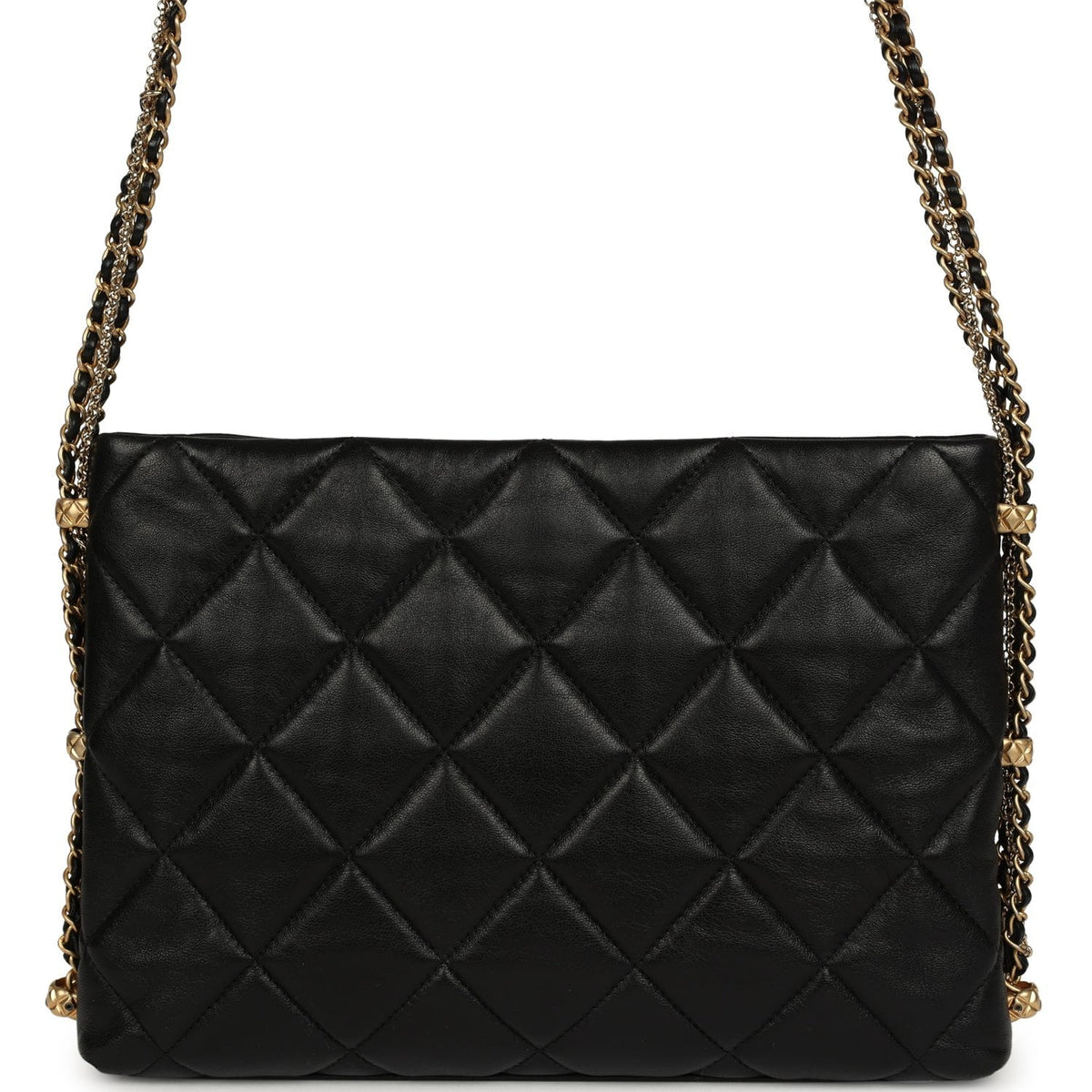 Pre-owned Chanel Crush On Chains Hobo Bag Black Lambskin Antique Gold Hardware