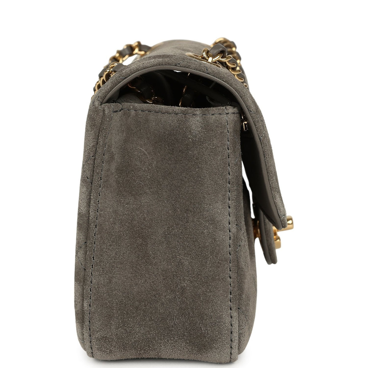 Chanel Mini "Souplissimo" Flap Bag Dark Grey Suede Gold Hardware