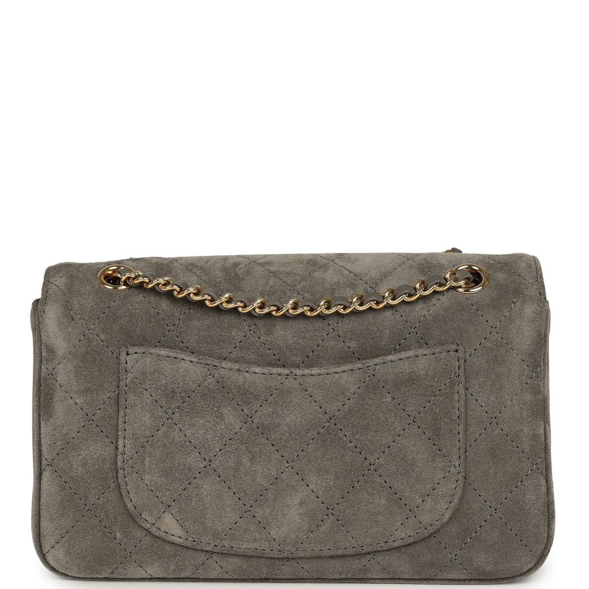 Chanel Mini "Souplissimo" Flap Bag Dark Grey Suede Gold Hardware