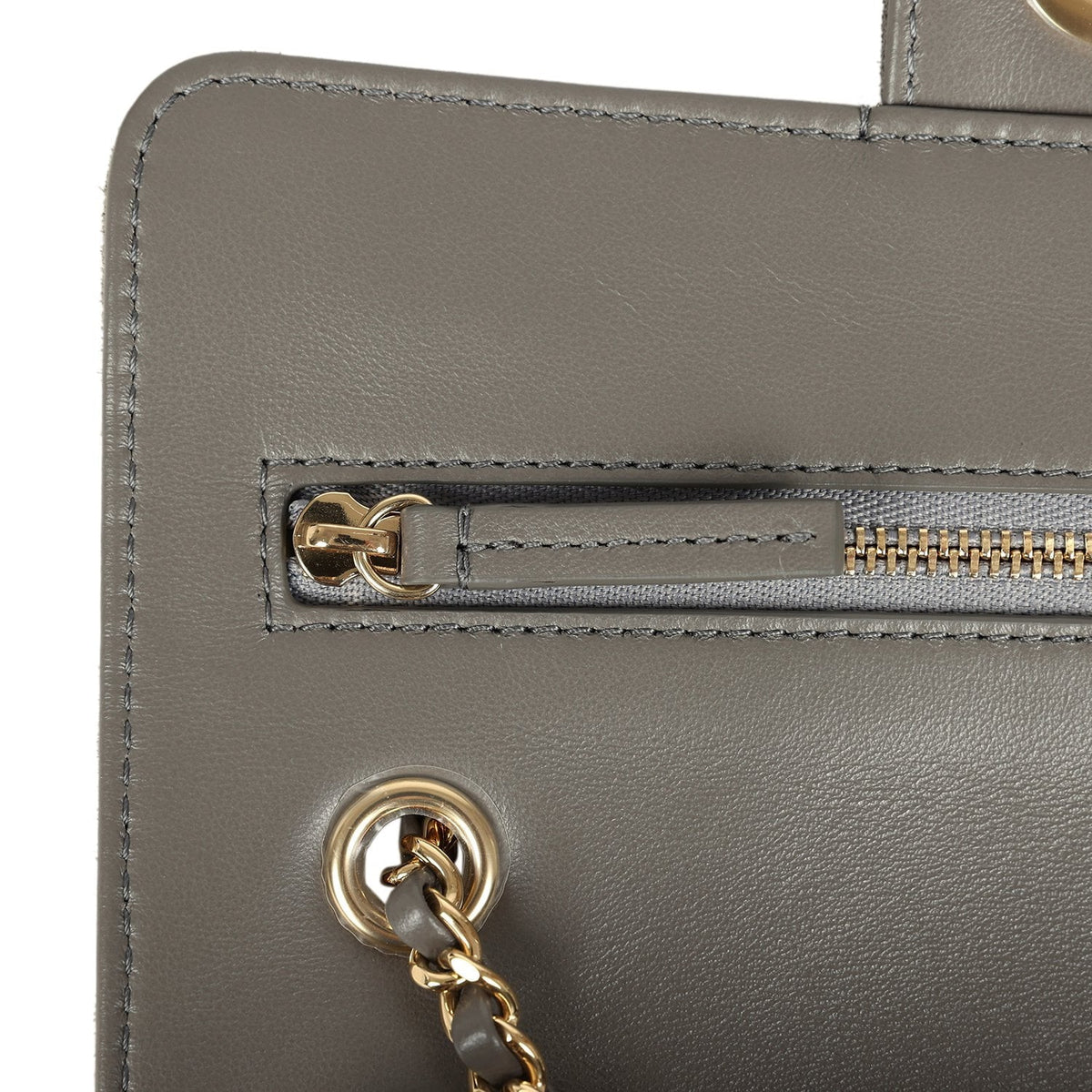 Chanel Mini "Souplissimo" Flap Bag Dark Grey Suede Gold Hardware