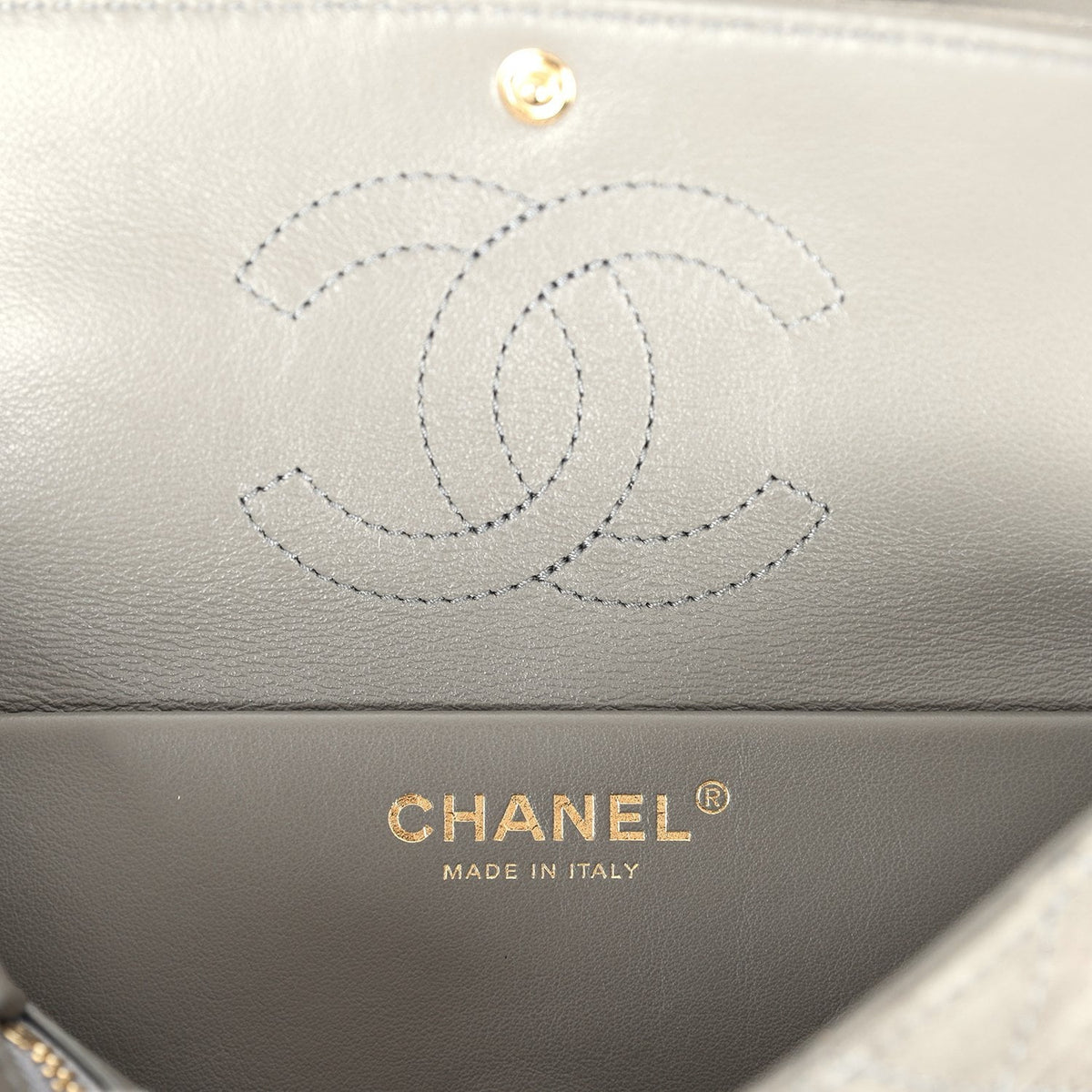 Chanel Mini "Souplissimo" Flap Bag Dark Grey Suede Gold Hardware