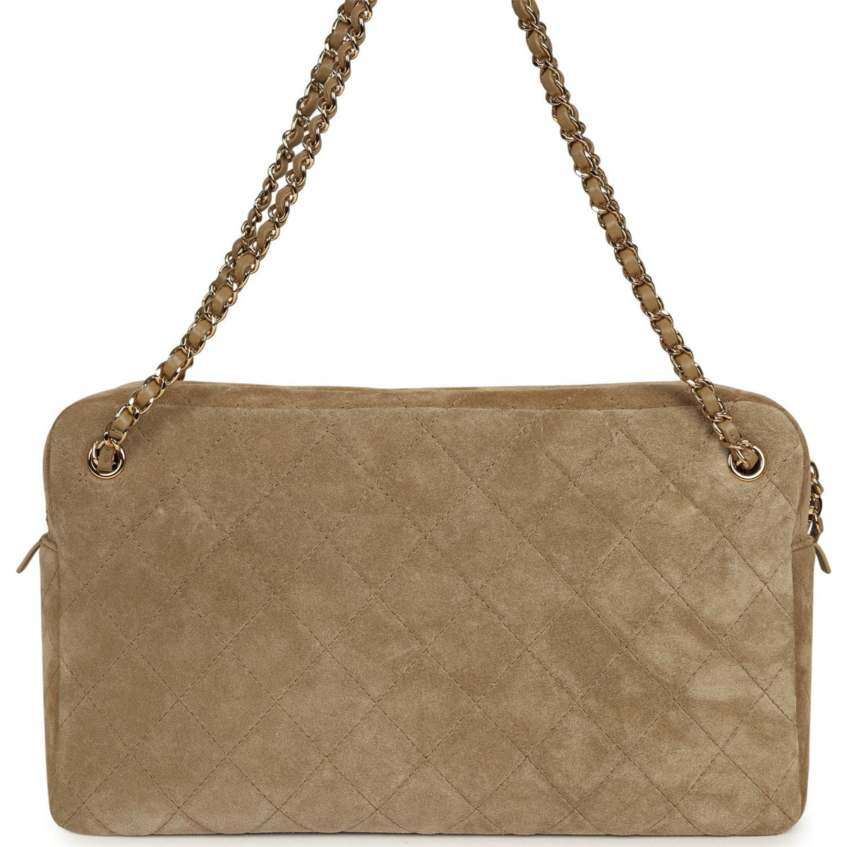Chanel Maxi "Camerissimo" Camera Case Camera Case Dark Beige Suede Gold Hardware