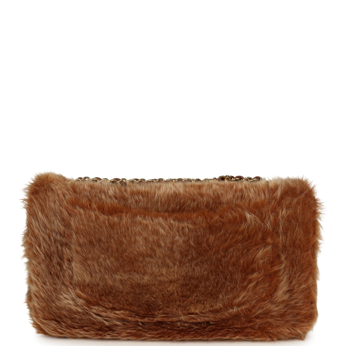 Chanel Maxi "Souplissimo" Small Flap Bag Brown Shearling Lambskin Gold Hardware