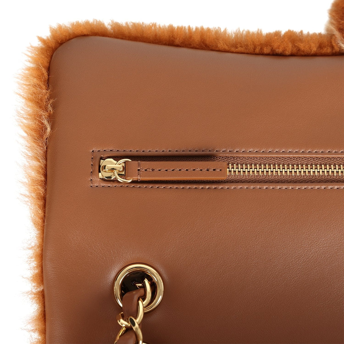 Chanel Maxi "Souplissimo" Small Flap Bag Brown Shearling Lambskin Gold Hardware