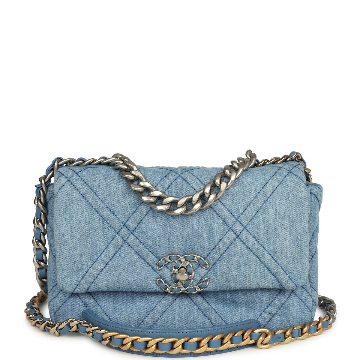 Chanel Medium 19 Flap Light Blue Denim Mixed Metal Hardware