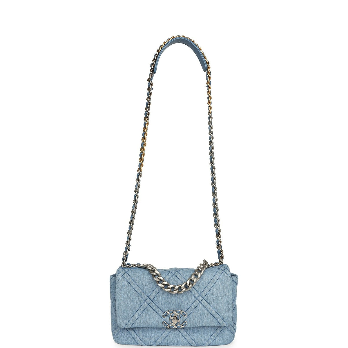 Chanel Medium 19 Flap Light Blue Denim Mixed Metal Hardware