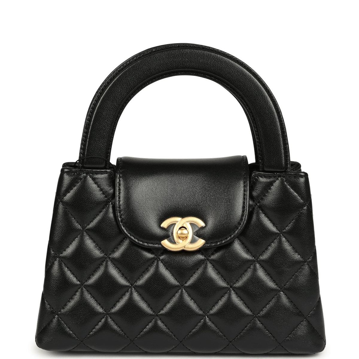 Chanel Small Kelly Shopper Black Shiny Lambskin Brushed Gold Hardware