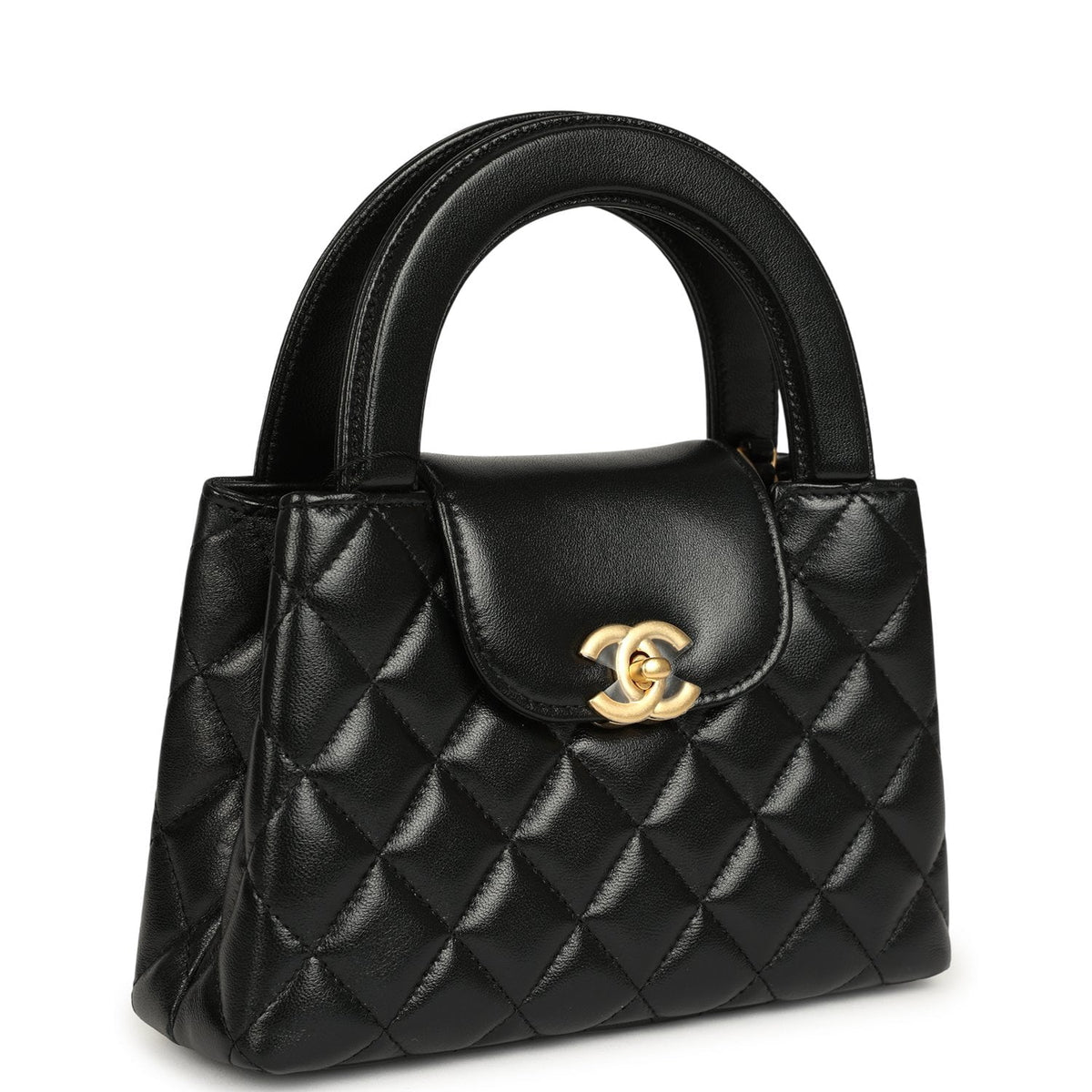 Chanel Small Kelly Shopper Black Shiny Lambskin Brushed Gold Hardware