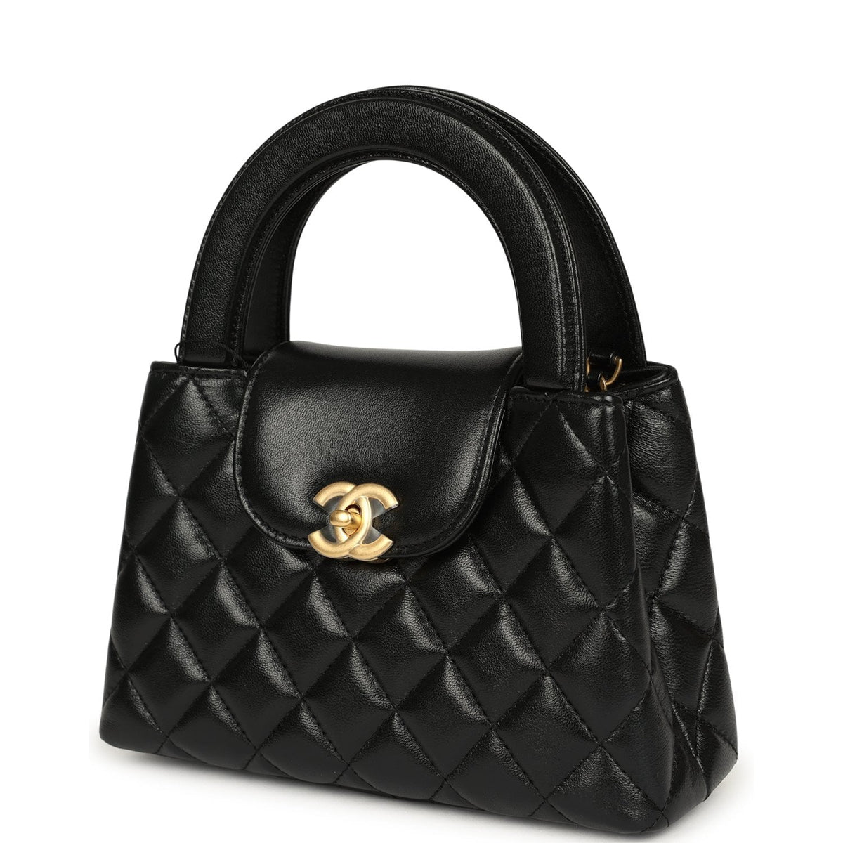 Chanel Small Kelly Shopper Black Shiny Lambskin Brushed Gold Hardware