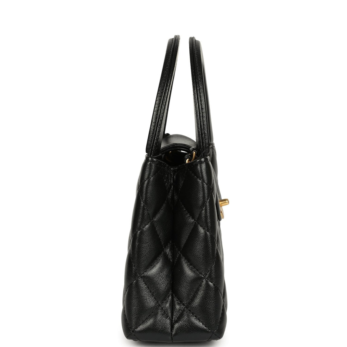Chanel Small Kelly Shopper Black Shiny Lambskin Brushed Gold Hardware