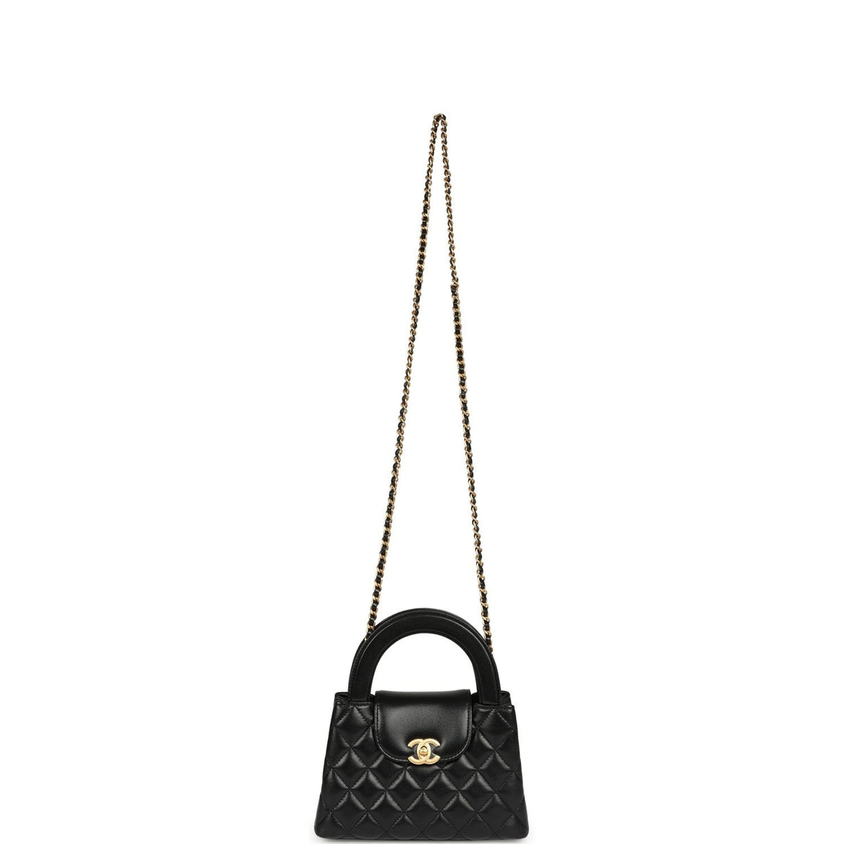 Chanel Small Kelly Shopper Black Shiny Lambskin Brushed Gold Hardware