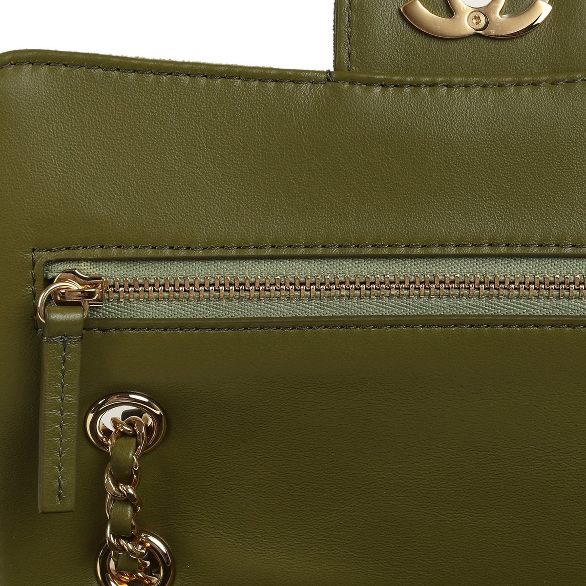 Chanel Mini "Souplissimo" Flap Bag Khaki Suede Gold Hardware