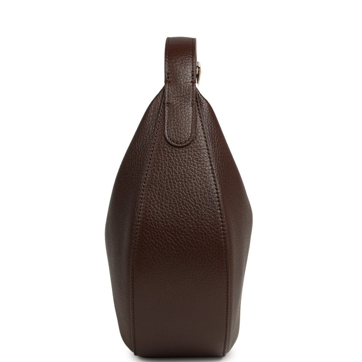 Chanel Round Top Handle Hobo Bag Dark Brown Grained Calfskin Gold Hardware