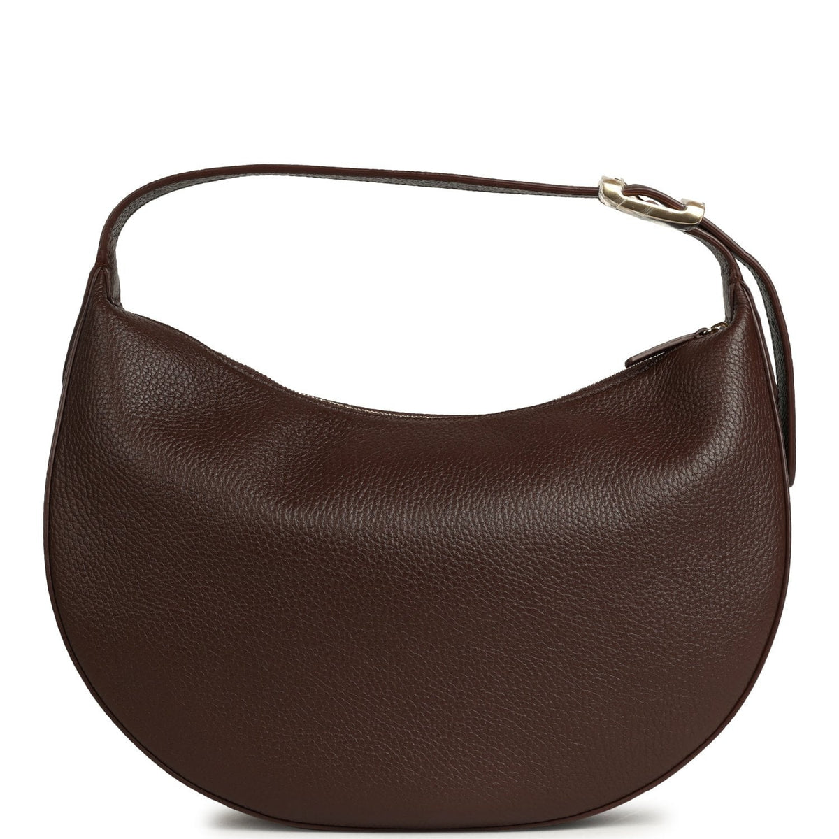 Chanel Round Top Handle Hobo Bag Dark Brown Grained Calfskin Gold Hardware