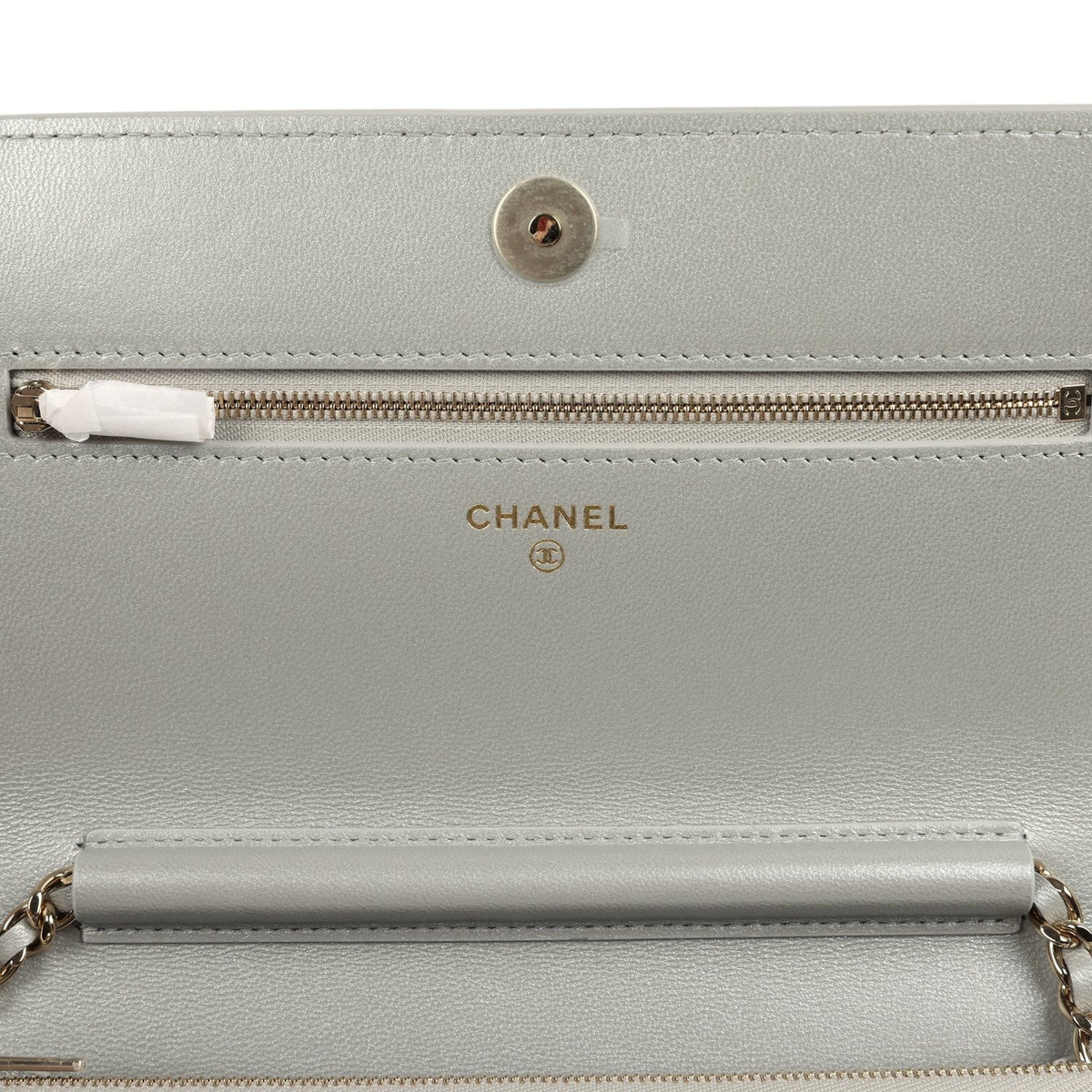 Chanel Wallet On Chain WOC Silver Metallic Lizard Embossed Calfskin Light Gold Hardware