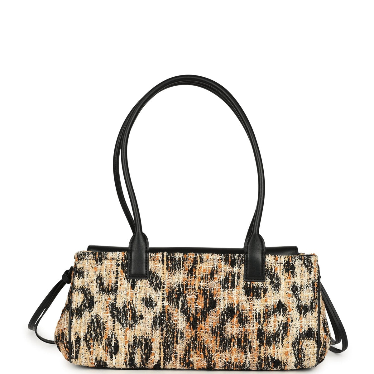 Chanel Small Leopard Print "Urban Essential" East West Shopping Tote Black Calfskin, Brown, Black, White Tweed, Mixed Fibers Gold Hardware