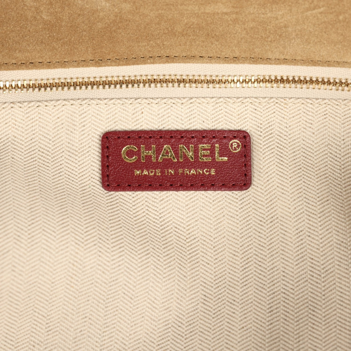 Chanel Maxi CC Cabas Hobo Bag Dark Beige Suede Gold Hardware