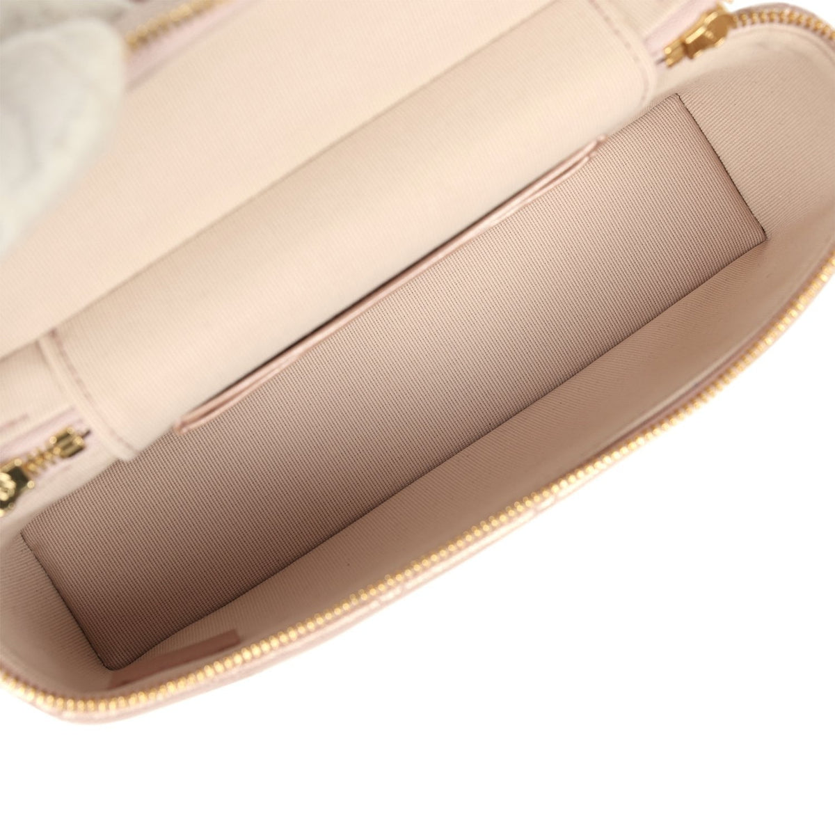 Chanel Top Handle Long Vanity Case with Chain Pink Iridescent Grained Goatskin Gold Hardware