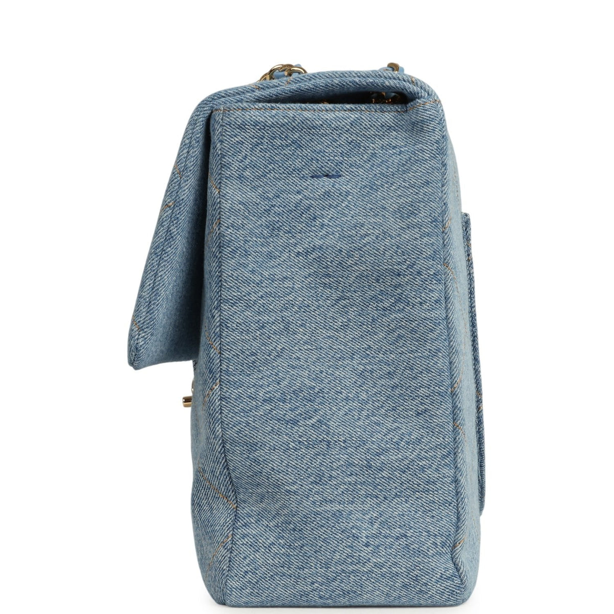Chanel Maxi "Souplissimo" Large Flap Bag Blue Denim Gold Hardware