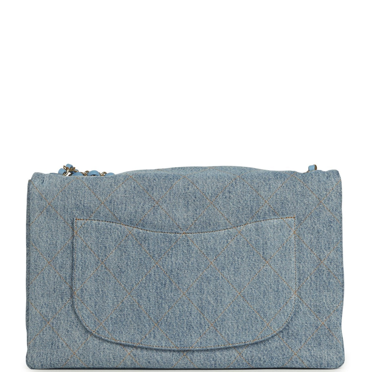 Chanel Maxi "Souplissimo" Large Flap Bag Blue Denim Gold Hardware