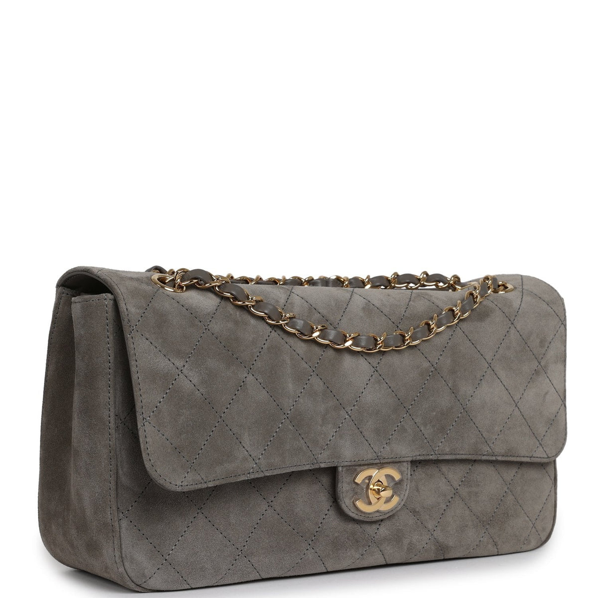 Chanel Maxi "Souplissimo" Small Flap Bag Dark Grey Suede Gold Hardware