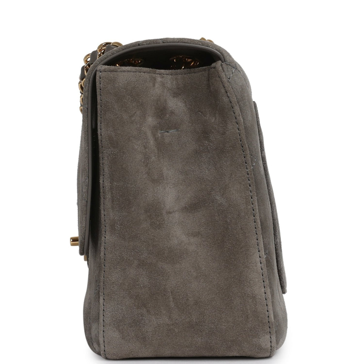 Chanel Maxi "Souplissimo" Small Flap Bag Dark Grey Suede Gold Hardware