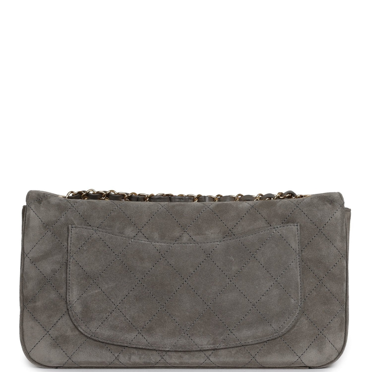 Chanel Maxi "Souplissimo" Small Flap Bag Dark Grey Suede Gold Hardware